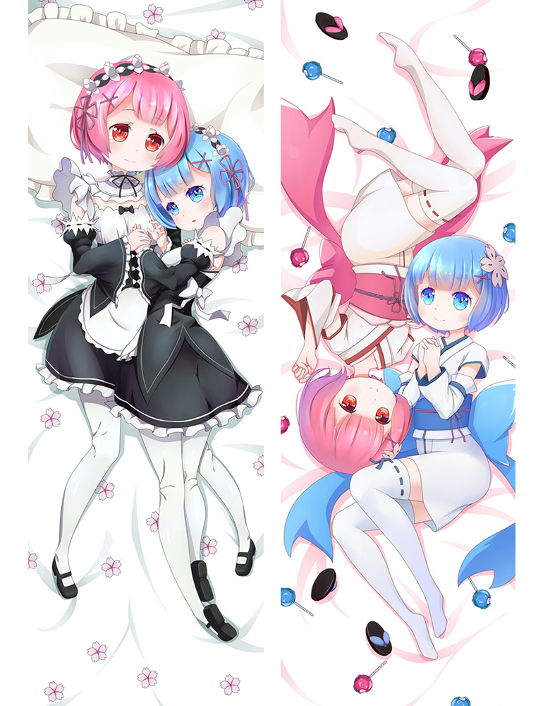 Rem and Ram - Re:Zero Body Pillow Case japanese love pillows for sale