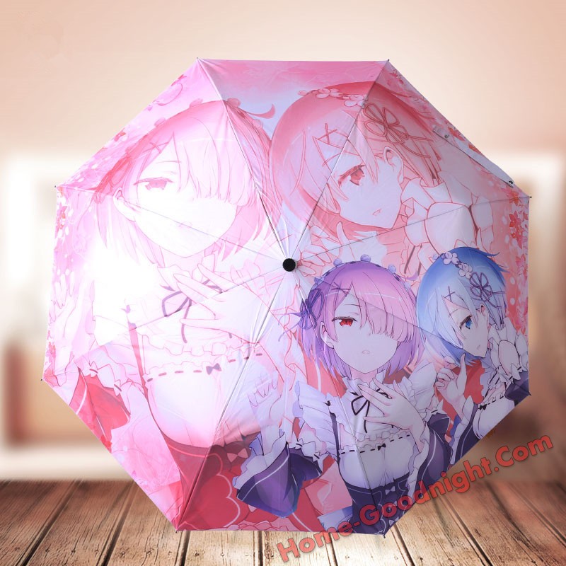 Ram Rem Re:Zero Waterproof Anti-UV Never Fade Foldable Anime Umbrella
